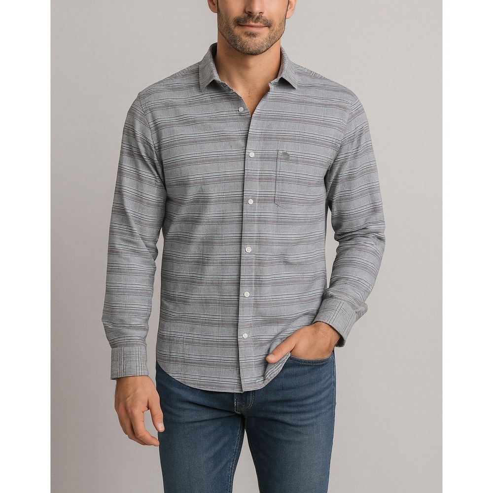 John Miller Hangout Mens 42cm Slim Fit Striped Long Sleeve Button Down Shirt